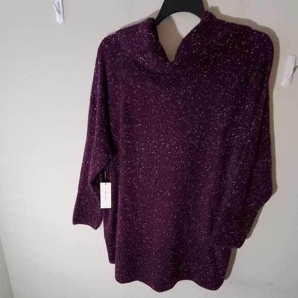 CALVIN KLEIN plus Size purple Space-Dye Cowlneck Sweater 1X 3X new! - Picture 4 of 12